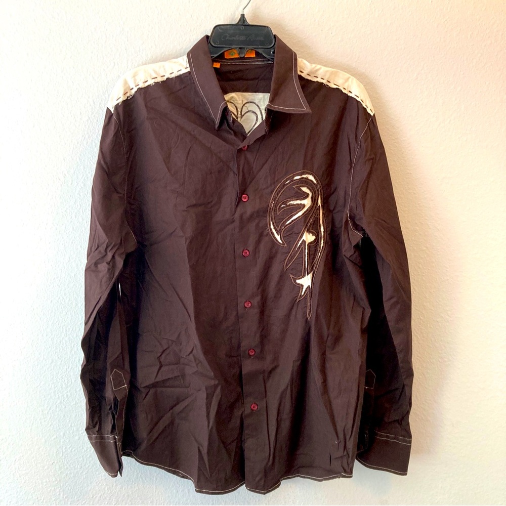 Apricottree Brown Appliqué Shirt L